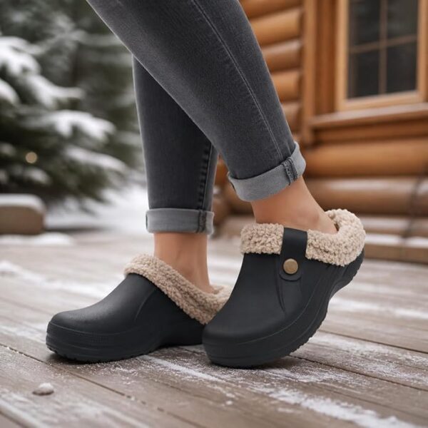 Fuzzy Fur Lined Clog Slippers with Memory Foam