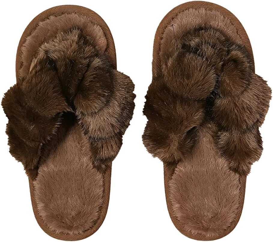 Women's Plush Fuzzy Flip Flop Slippers with Open Toe - Image 2
