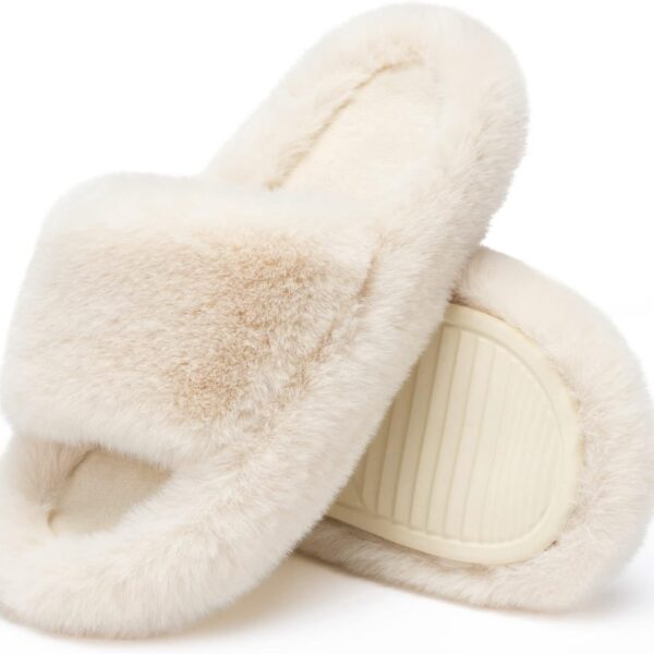 Women's Plush Memory Foam House Slippers with Faux Fur Lining