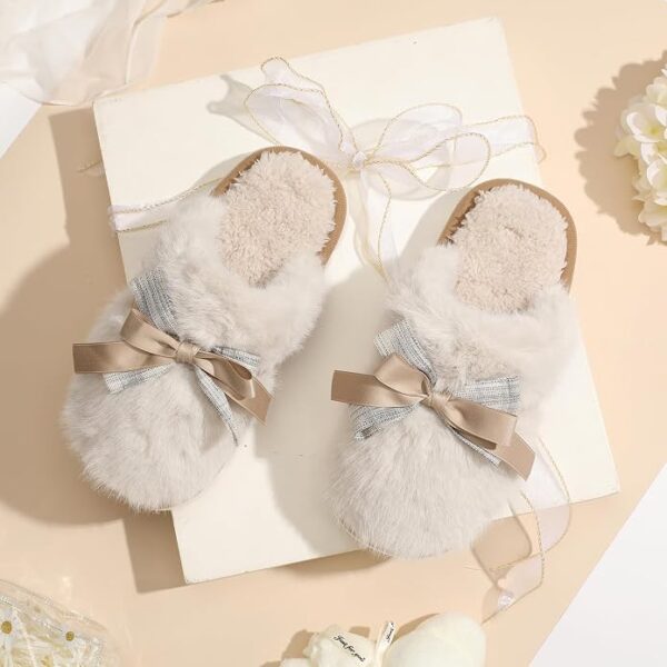 Women's Plush Memory Foam House Slippers with Bow