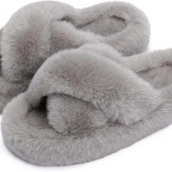 Women's Plush Memory Foam Slippers with Faux Fur Lining