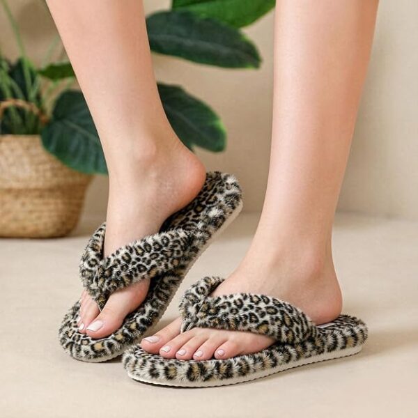 Women's Fuzzy Flip Flop Thong House Slippers