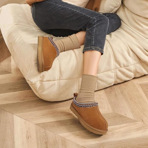 Women's Suede Fur Lined Winter House Slippers
