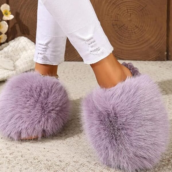 Unisex Fuzzy Puffer Slide Slippers for Indoor Wear