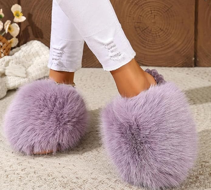 Unisex Fuzzy Puffer Slide Slippers for Indoor Wear