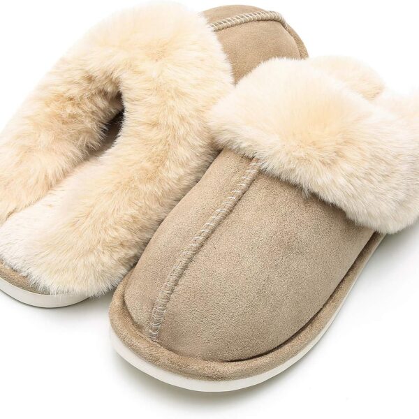 Women's Faux Fur Lined Winter Slippers with Anti Skid Sole