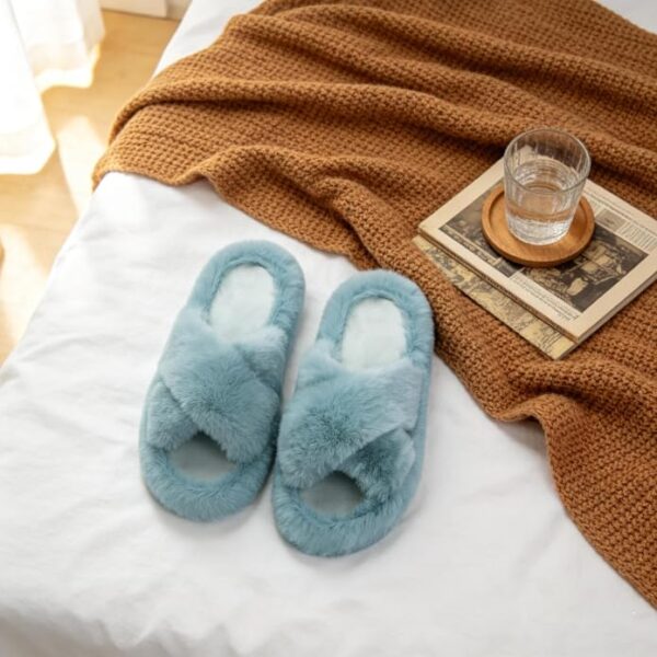 Women's Fuzzy Open Toe Indoor Outdoor Slippers