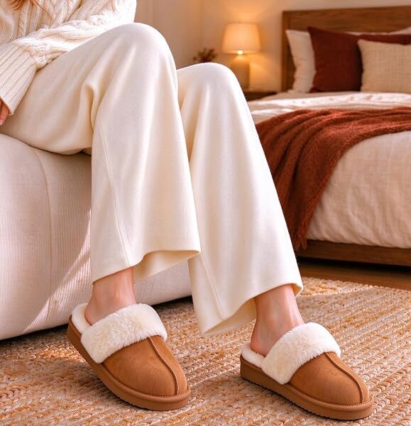 Women's Fuzzy Memory Foam Indoor House Slippers
